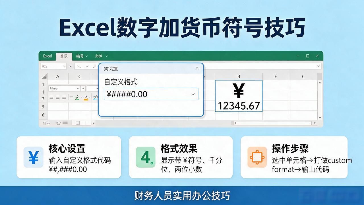 Excel数字前怎么加货币符号？财务人员都在用的格式化技巧