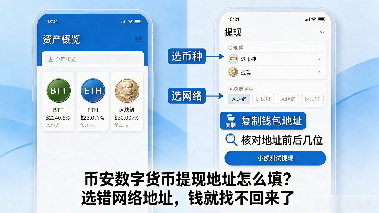币安数字货币提现地址怎么填？选错网络地址，钱就找不回来了