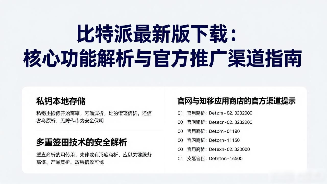 比特派最新版下载：核心功能解析与官方推广渠道指南