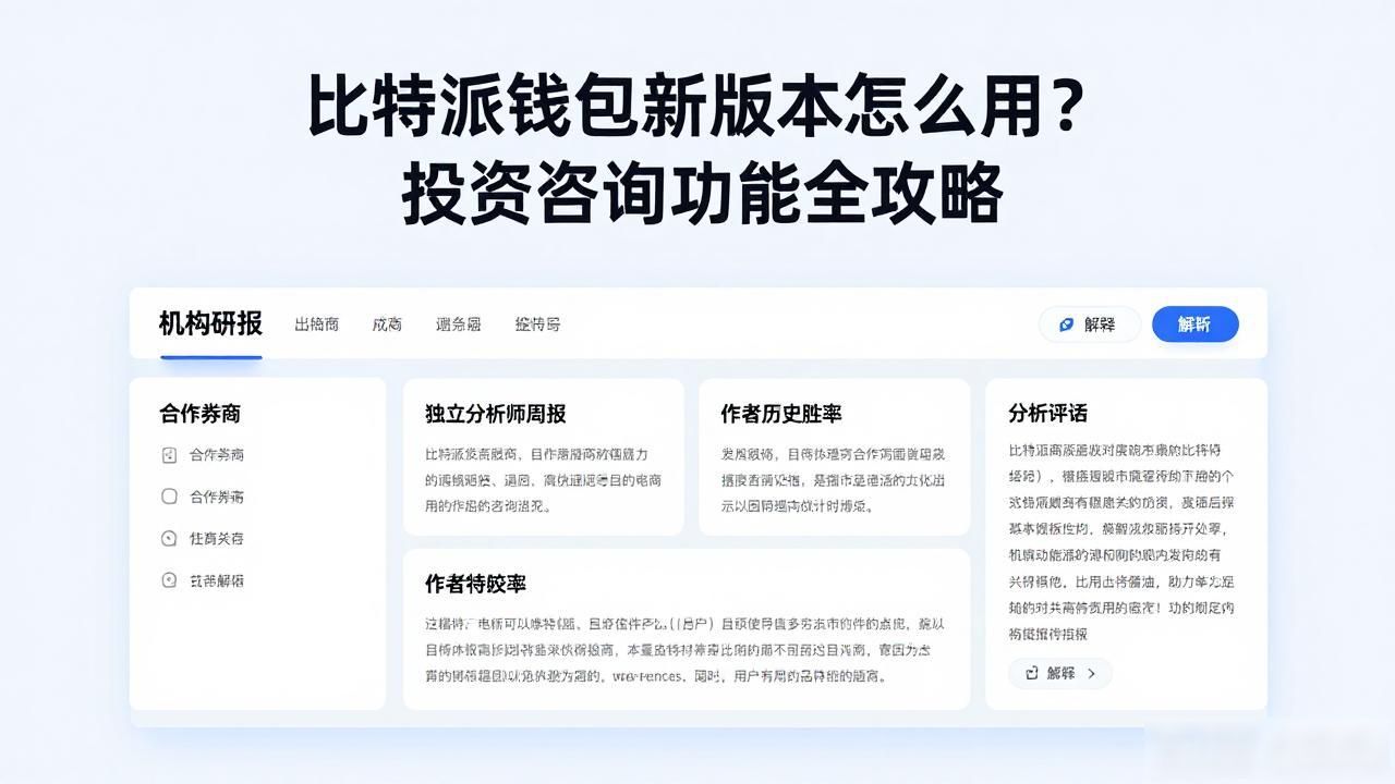 比特派钱包新版本怎么用？投资咨询功能全攻略